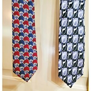 2 Vintage J. GARCIA Men's 100% Silk Ties 3 1/2" Never Swat a Fly Collection 14